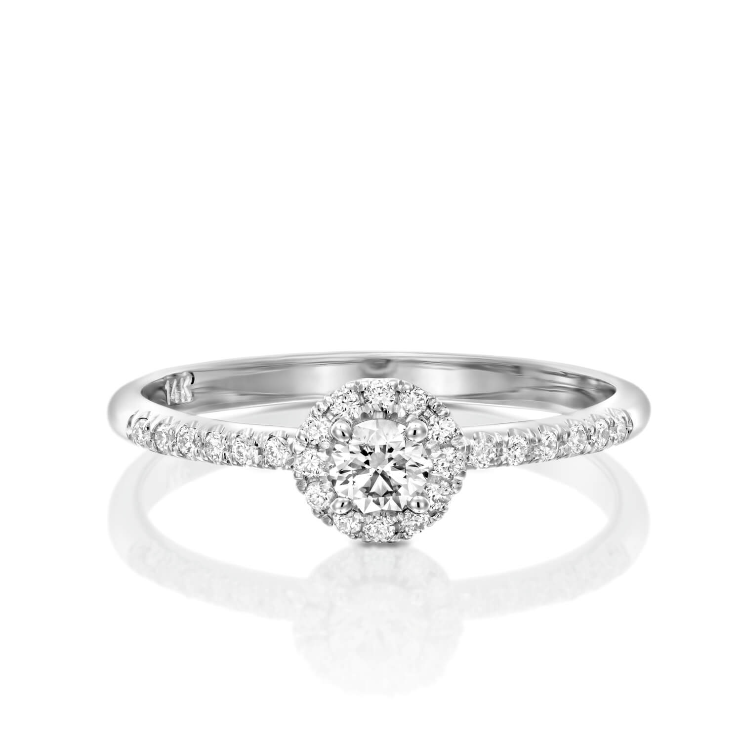 Delicate Halo Diamond Engagement Ring - MARIT - DIAMOND HOUSE