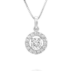 תליון יהלומים הילה פתוחה 0.45ct