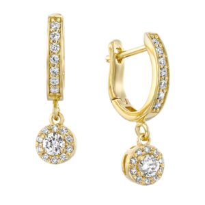 Halo Diamond Drop Earrings