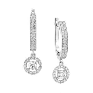 עגילי יהלום תלויים משובצים יהלומים 1.12ct