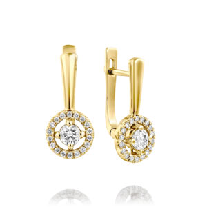 עגילי יהלום הילה נתלים וסגירה אנגלית 0.73ct