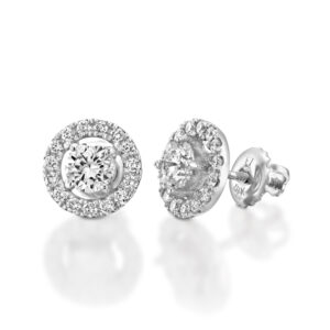 עגילי יהלום הילה פתוחה 0.90ct