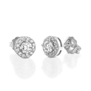 עגילי יהלום עם הילה צפופה 0.84ct