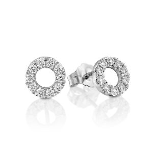 Open Circle Diamond Earrings