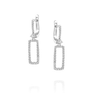 עגילי יהלומים מלבניים נתלים יוקרתיים