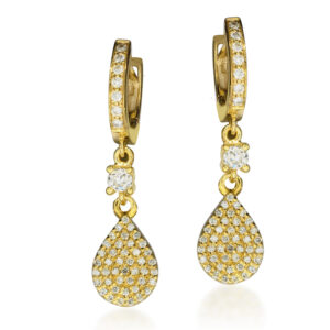 עגילי יהלומים נתלים בצורת טיפה