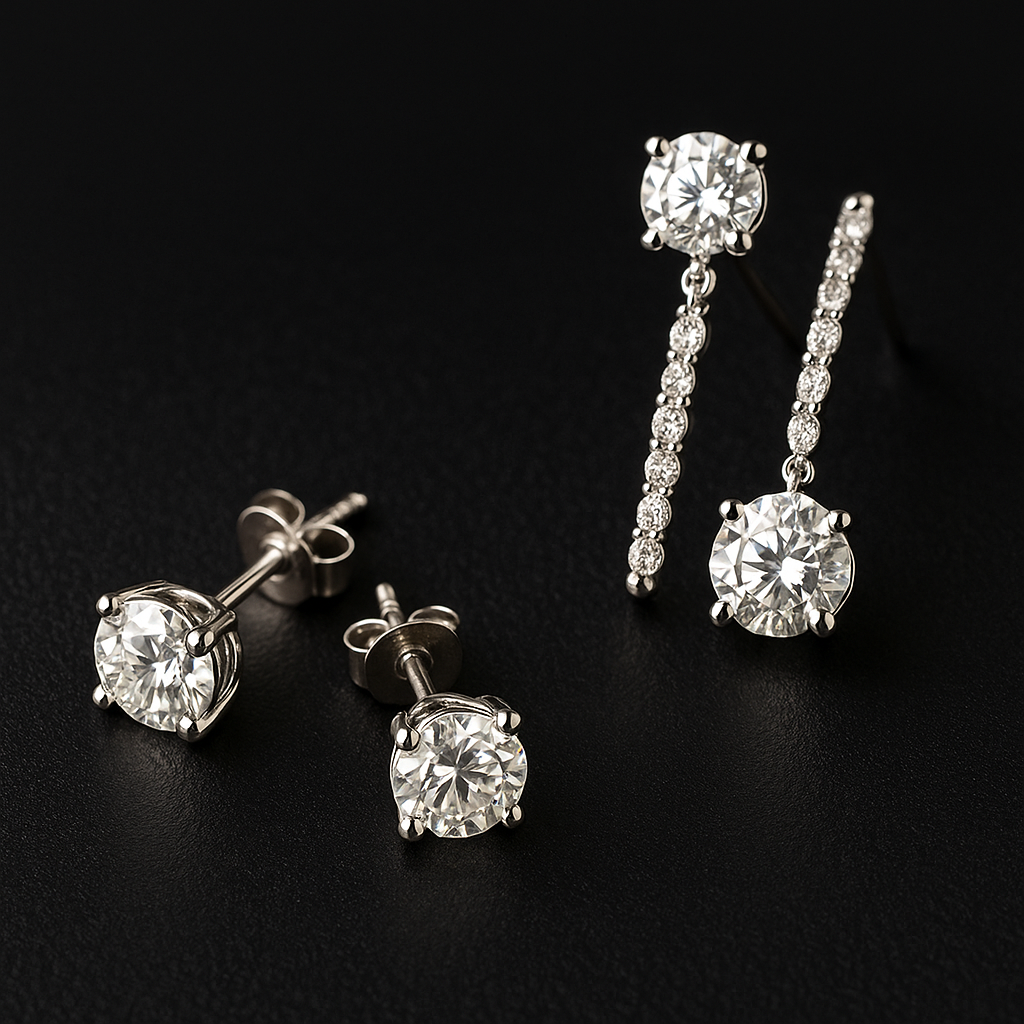 עגילי יהלומים צמודים מול עגילים נופלים