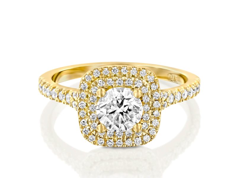 טבעת אירוסין הילה כפולה קושיין ADR-00428-1