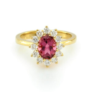 טבעת אבן טורמלין ויהלומים מסביב סטייל DIANA