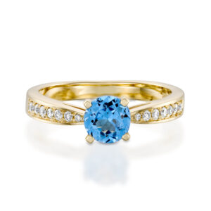 טבעת אירוסין בלו טופז ויהלומים LUIZA
