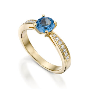 טבעת אירוסין בלו טופז ויהלומים ADR-00439-4