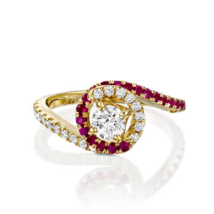 Spiral  Engagement Ring Diamond and Ruby, PINAR