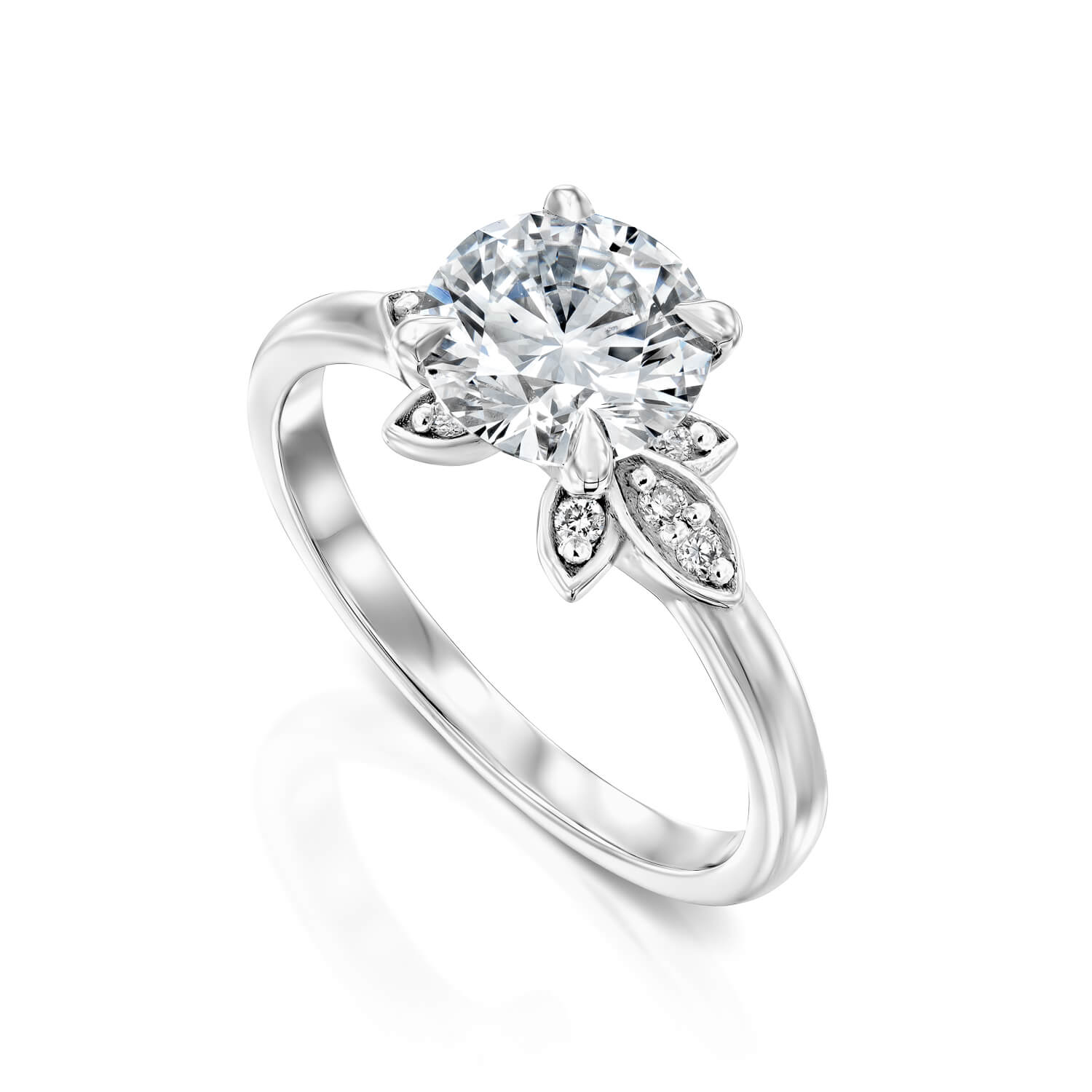 טבעת אירוסין פרח יהלום 1.00 קראט עם עלי כותרת ADR-00830-2