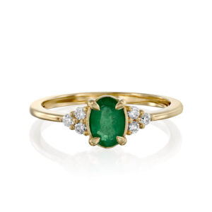 טבעת אמרלד ירוק ויהלומים וינטג' אופנתי EMMA