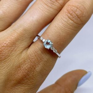 טבעת בלו טופז ויהלומים אלגנטית אופנתית ADR-00624-8