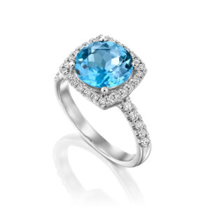 טבעת בלו טופז ויהלומים גדולה ומלאת חיים ADR-00682-4