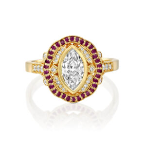 טבעת יהלום מרקיז יוקרתית וינטג'