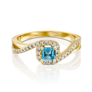 Twist Diamond and Blue Topaz Ring