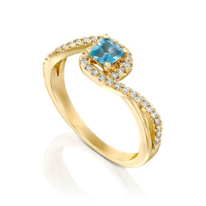 טבעת יהלומים ובלו טופז מתפתלת ADR-00268-3