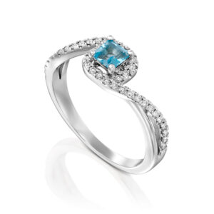 טבעת יהלומים ובלו טופז מתפתלת ADR-00268-4