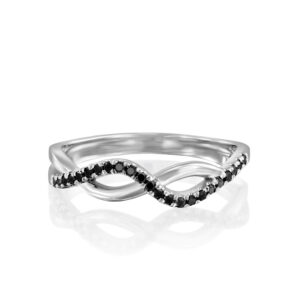 טבעת יהלומים שחורים גל עדין