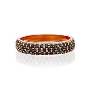 Wide And Round Black Diamond Ring