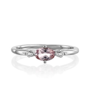 טבעת מורגנייט ורוד ויהלומים עדינה ALICE
