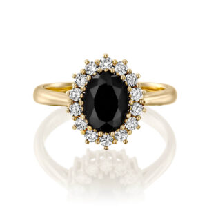 Diamond and Black Sapphire DIANA Style Ring