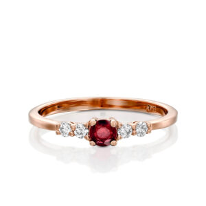 טבעת יהלומים ורובי