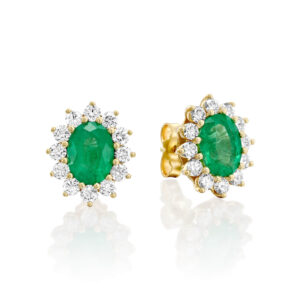 Emerald And Lab Diamonds Diana Style Earrings