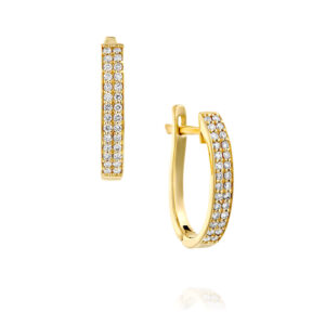 עגילי חישוק יהלומים ארוכים שתי שורות יהלומים