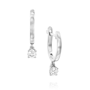 עגילי יהלום נתלים עם חישוק זהב 0.50 קראט