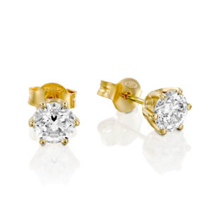 עגילי יהלום מעבדה צמודים שש שיניים 2.00ct