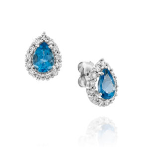 Large Lab Diamond Earrings And Center Drop Blue Topaz