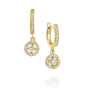 עגילי יהלומים תלויים הילה נתלים עדינים 0.54 קראט