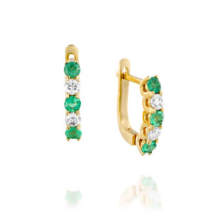 עגילי אמרלדים ויהלומים בחישוק