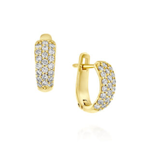 Wide Hoop Lab Diamond Earrings Close To Ear