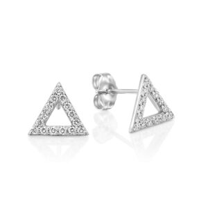 עגילי יהלומים משולשים עדינים