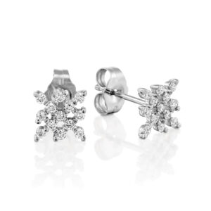 עגילי יהלומים מרובעים וקלילים עם עיצוב מיוחד