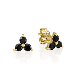 Triangle Clover Black Diamond Earrings