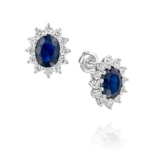 Sapphire And Lab Diamond Stud Earrings Diana Style
