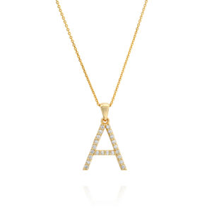 תליון אות משובץ יהלומים גודל בינוני