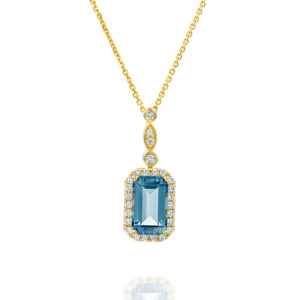 תליון בלו טופז לונדון ויהלומים מרשים