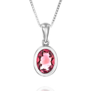 תליון טורמלין אובל עם שוליים זהב