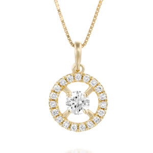 תליון יהלום הילה גדולה 0.49ct