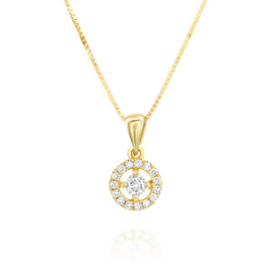 תליון יהלומים הילה פתוחה קטן