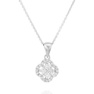 Halo Clover Diamond Pendant