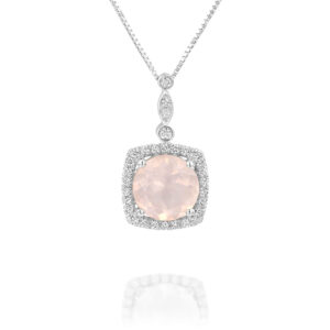 תליון יהלומים ורוז קוורץ גדול ומרשים