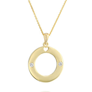 תליון יהלומים מעגל זהב לחריטה