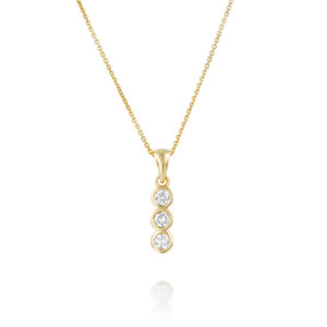 Three Stone Diamond Bezel Pendant